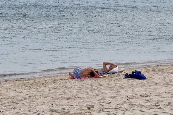 Sunbathers on Middle Park beach took advantage of the  warm weather on Wednesday afternoon.
