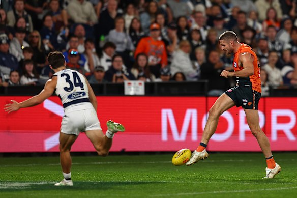 Jesse Hogan was the matchwinner for the Giants with seven goals.