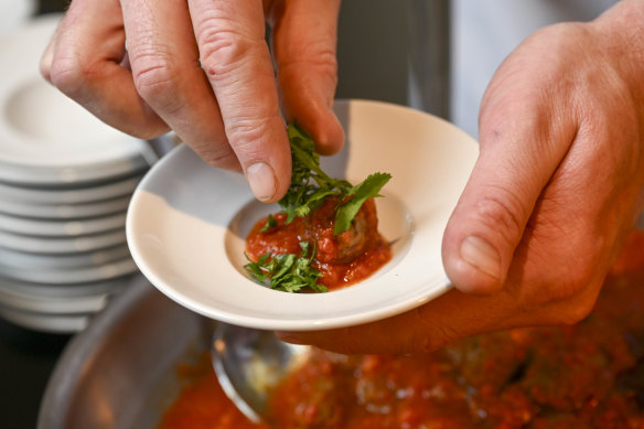 A lab-grown lamb meatball.