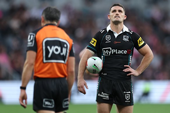 Penrith star Nathan Cleary is battling a foot injury. 