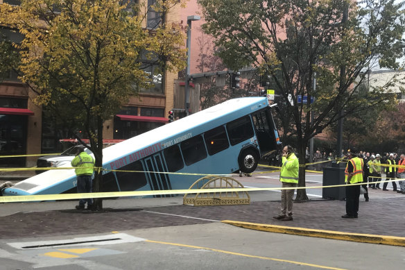 One person on the bus was treated for minor injuries following the incident.