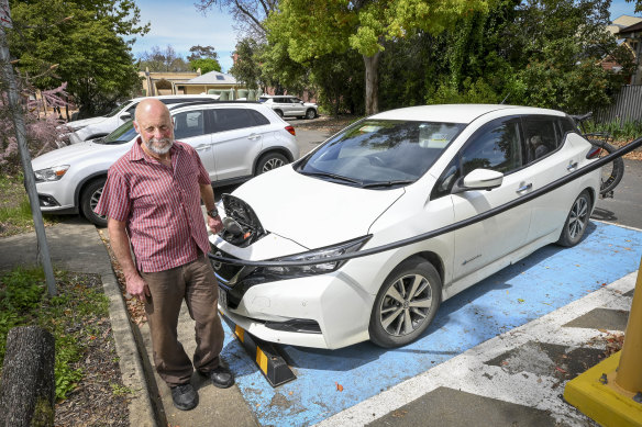 Simon Davis charging his car. 