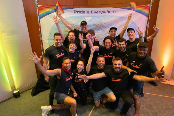 The team celebrates the announcement that Sydney had won the right to host WorldPride.