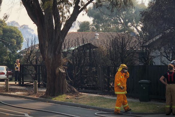 Firefighters at Seaford after a series of blazes following gas explosions at a nearby residential property.