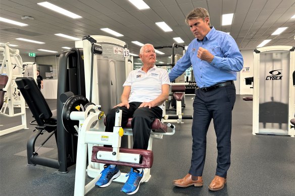 Professor Rob Newton working with his patient Michael Pittaway in the gym in the School of Medical and Health Sciences on the Joondalup campus of Edith Cowan University.