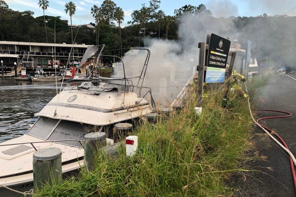The boat was well alight when firefighters arrived. 