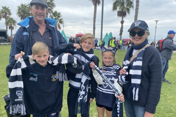 Tony and Carol Rossiter with grandchildren Alfie (left), Jedd and Olive.