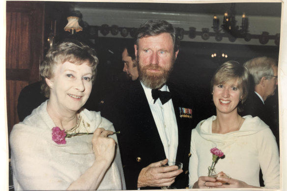 Pat and Michael Hickie and daughter Tessa at a function at HMAS Kuttabul in Sydney, 1974.