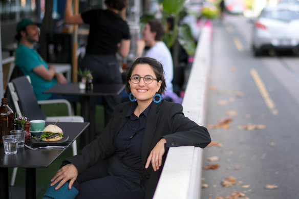 Yarra mayor Gabrielle de Vietri at the Archie’s cafe parklet on Gertrude Street in May this year.