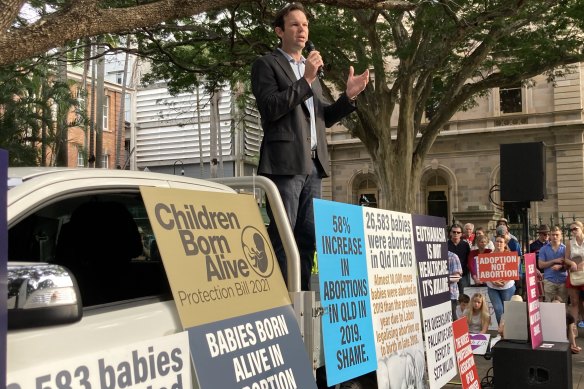 Senator Matt Canavan addressing the Brisbane pro-life crowd on Saturday.