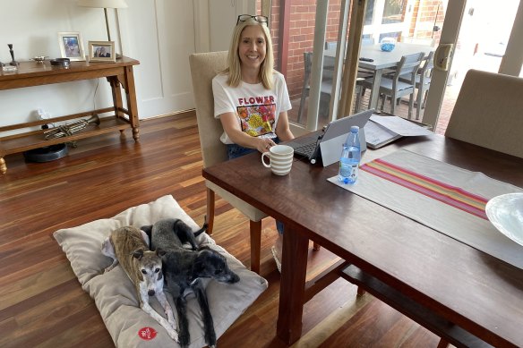 Australian HR Institute CEO Sarah McCann working from her Melbourne home.