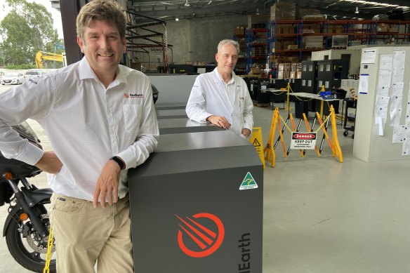 RedEarth co-founders Charlie Walker and Chris Winter outline multimillion-dollar plans to install a network of linked solar batteries to form a self-powered community power plant.