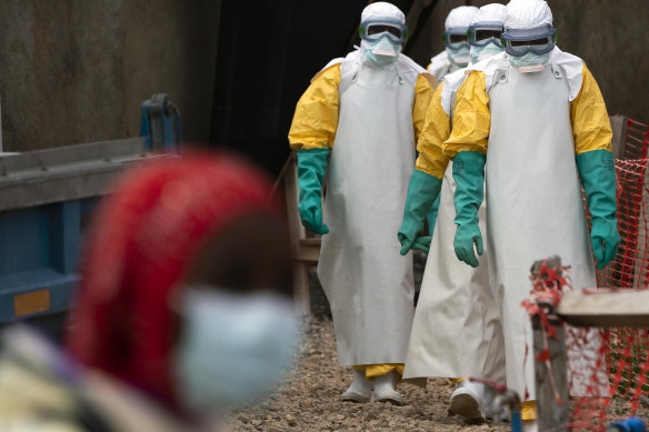Health workers dressed in protective gear at an Ebola treatment centre in Beni in DR Congo. Ebola has been ruled out this time.