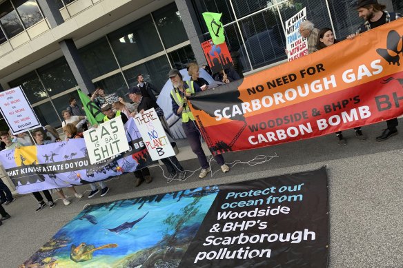 The government is facing pressure from all sides over Scarborough including from green groups, one of which rallied last Friday outside Dumas House. 