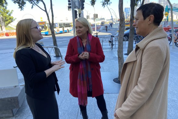 Property Council of Australia’s Jen Williams (left), deputy mayor Krista Adams and Business South Bank chief executive Janine Watson.