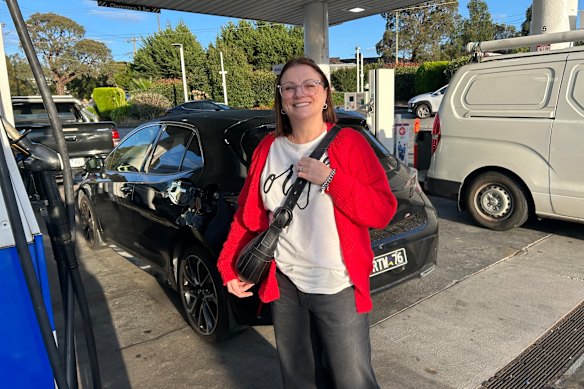 Voter Rachel Walter at an Endeavour Hills petrol station last week.