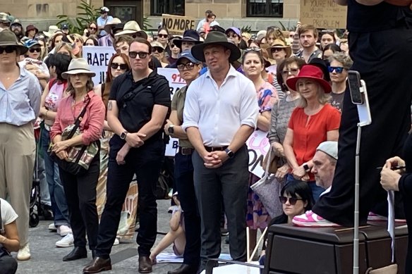 Premier Steven Miles and Attorney-General Yvette D’Ath at Sunday’s gender violence rally.