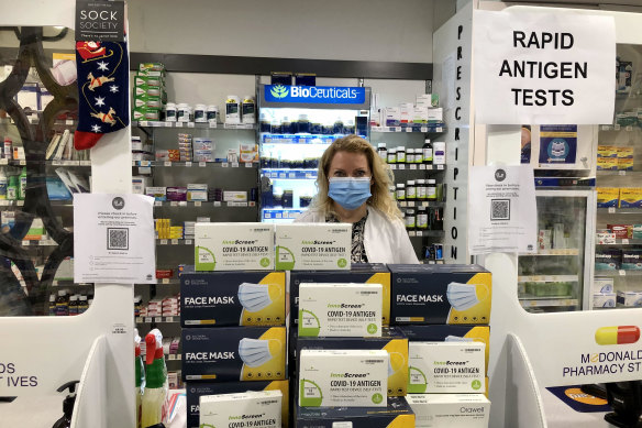 Jacinta McDonald of McDonalds Pharmacy in  St Ives says demand for rapid antigen tests is outstripping supply.