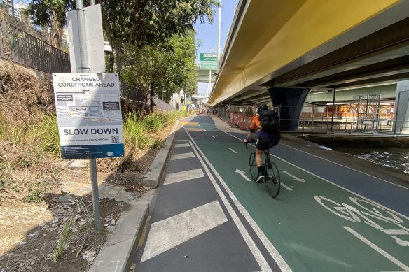 A section of the Bicentennial Bikeway where cyclists are in conflict with pedestrians.