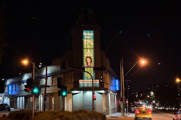 The famous anti-Monique Ryan sign outside the Tower Hotel.
