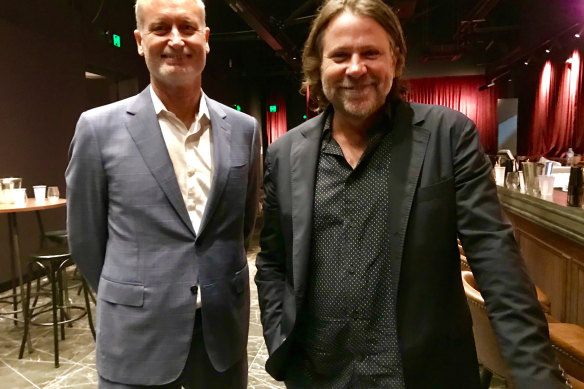 John Collins (right)  with Fortitude Music Hall partner Scott Hutchinson.
