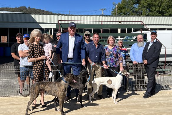 Rob Macaulay, second from left, resigned as chief executive of Greyhound Racing NSW after the explosive report from the organisation’s former vet.