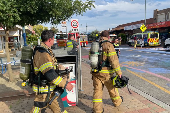 Firefighters at the scene of the fire on Tuesday evening.