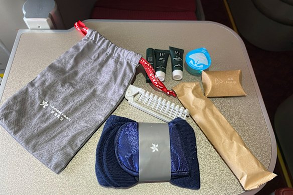The amenity kit is well stocked.
