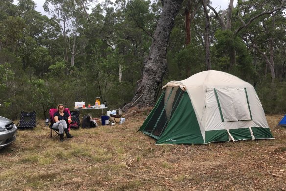 Stella Maris Cuerva camping on the property she called Hope.