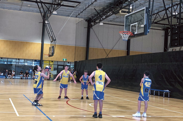 Basketball-obsessive Ezra in action for his Maccabi team.