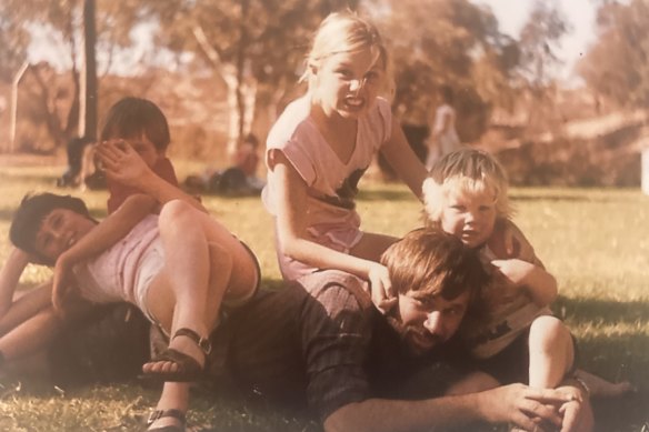 Margaret Hickey, centre, with her brothers and sister in 1983, the year of the Ash Wednesday fires. Hickey’s father was the local headmaster when the town was evacuated, and taught her for most of her primary school years.