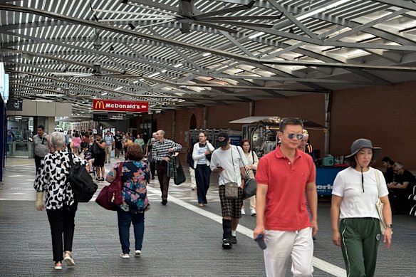 Commuters at Central Station on Wednesday morning amid the rail dispute.