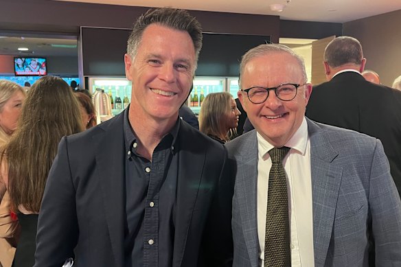 Labor stars: Premier Chris Minns and Prime Minister Anthony Albanese at the grand final on Sunday night. 