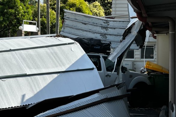 The roof peeled over the historic venue to land on top of a vehicle in the car park.
