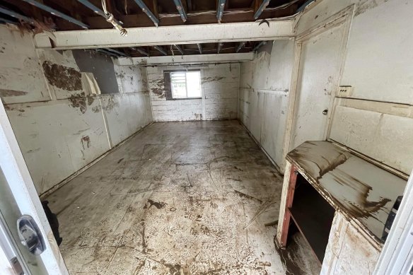 Nikki Durant’s flooded home at Woodburn.