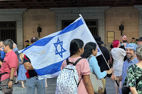 Crowds gathered outside City Hall ahead of the event.