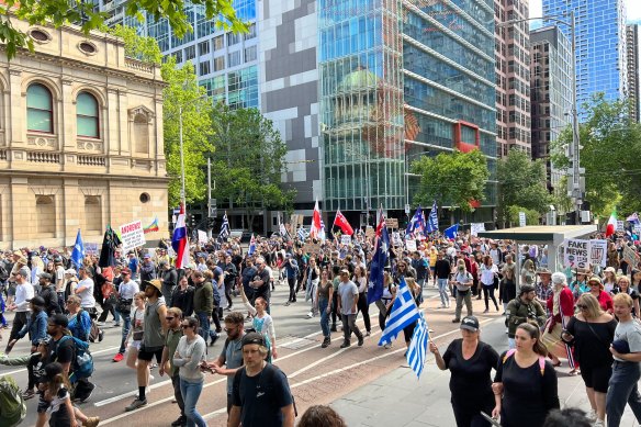 Protesters made their way back through the city from Flagstaff Gardens.