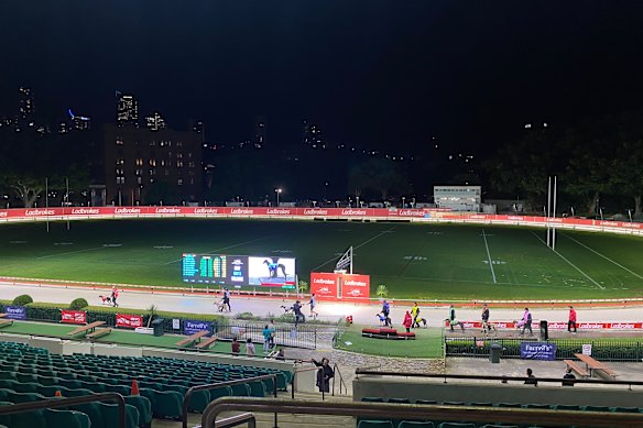 Wentworth Park greyhound racing as viewed from the Ladbrokes Sports Bar. 