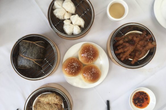 Steamed pork bun, sticky rice and chicken’s feet at Fortune Five.
