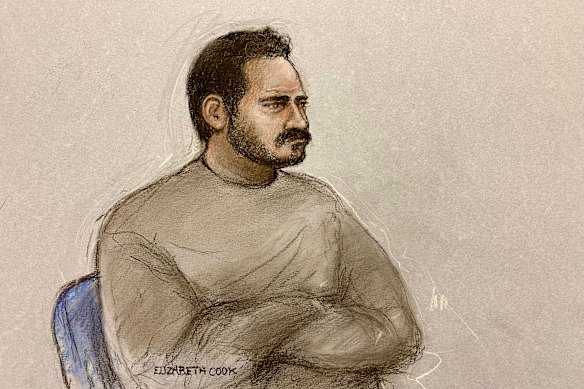 Courtroom artist sketch of defendant Joshua Kerry.