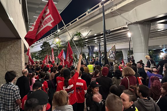 Star Brisbane casino workers striking on State of Origin night on Wednesday night.