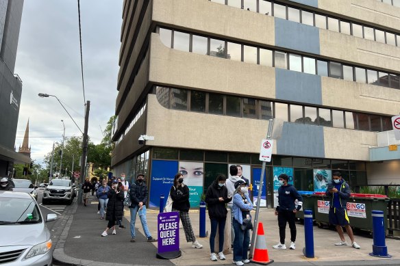 The line at St Vincent’s about 7am on Wednesday. 