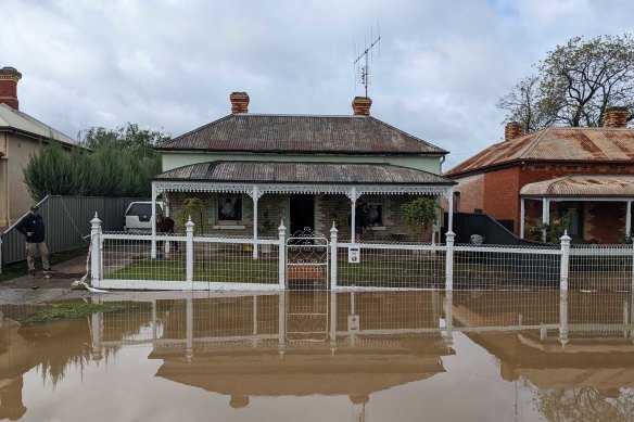 A flooded street in Seymour last week.