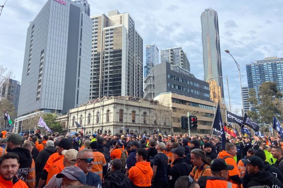 Union members protested against the federal government’s laws in August. 