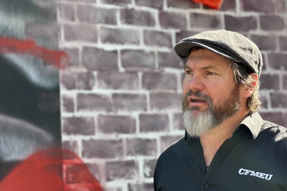 Former CFMEU official Jade Ingham speaks in Brisbane.