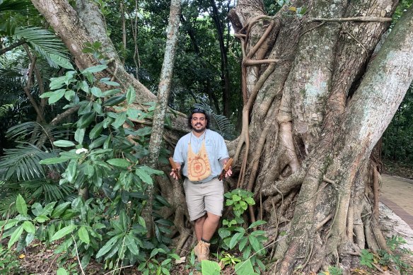 Isaac Cassady leads an Indigenous tour on Wunyami (Green Island).