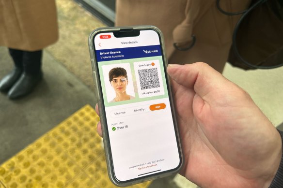 A mock-up of Victoria’s digital driver’s  licence.