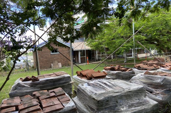 The original 100-year-old roof tiles have been removed and will be replaced in early 2022. 
