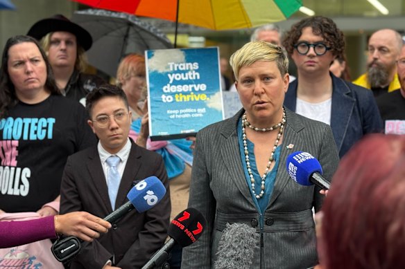 Matilda Alexander, solicitor for LGBTI Legal Service, speaking after the court ruling. 