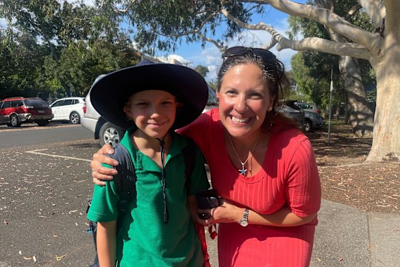 Amanda Kay, whose son John is a student at Albert Park Primary School, supports the teacher strike.